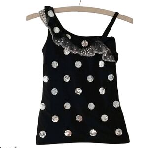 Justice Brand Girls Top Black & Silver sequins
